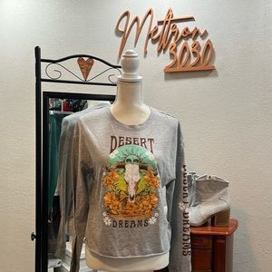 Desert dreams long sleeve graphic tea, lightweight T-shirt material